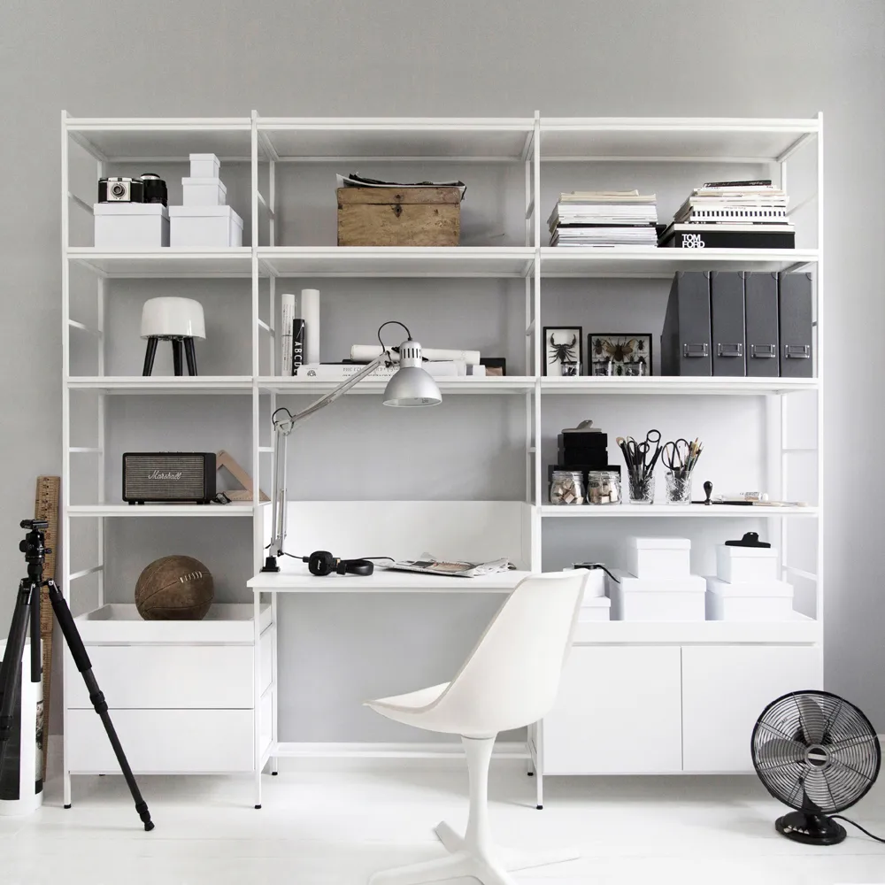 Molto wooden shelf 840, White, incl. white metal frame Zweed